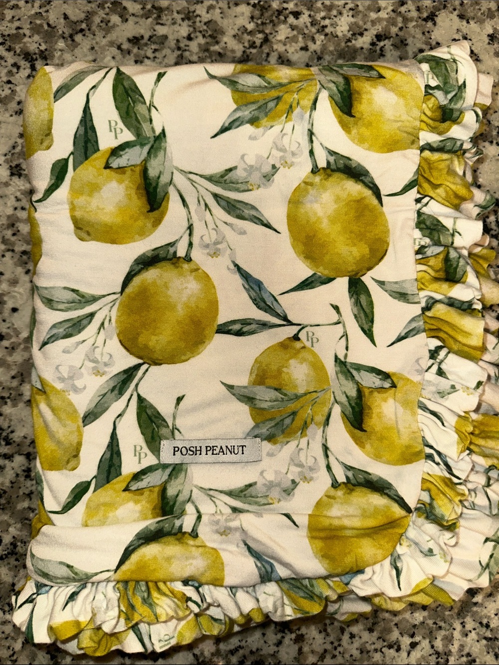 Posh Peanut Yellow Lemon Ruffle Baby Blanket